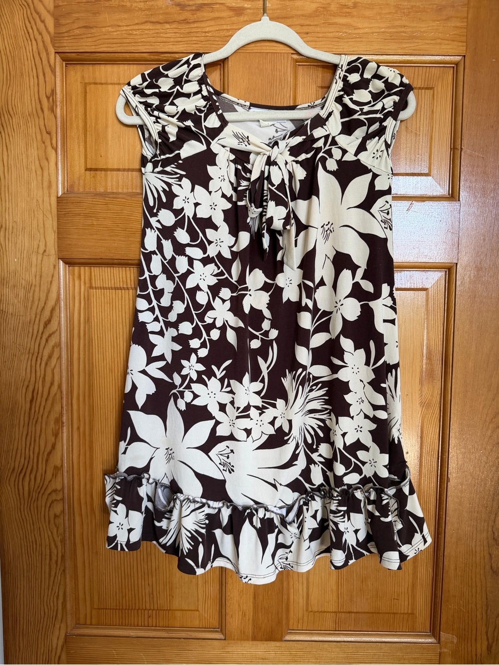 Vintage Y2K Secret Charm Brown Floral Mini Dress Kids L/ Womens XS/S